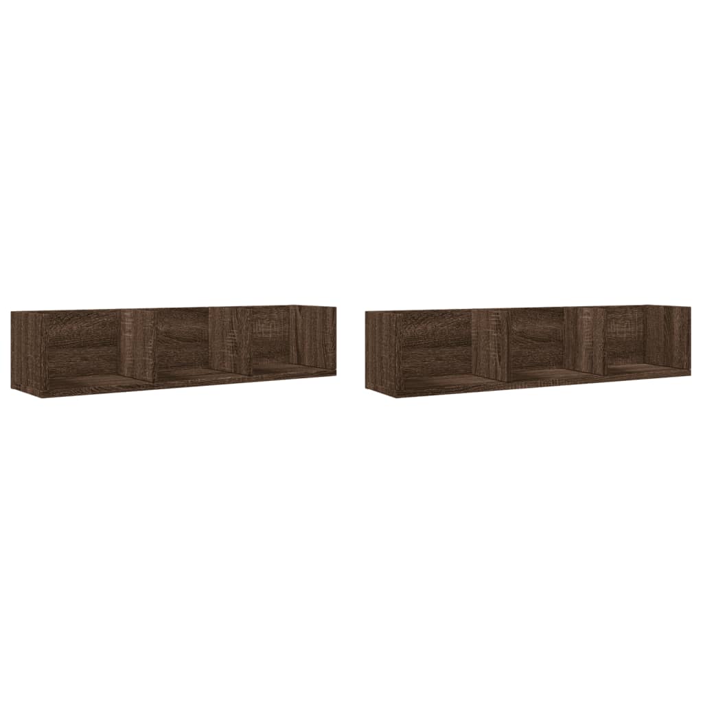 Wall Cabinets 2 pcs Brown Oak 75x18x16.5 cm Engineered Wood