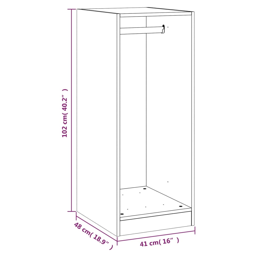 Wardrobe Black 48x41x102 cm Engineered Wood