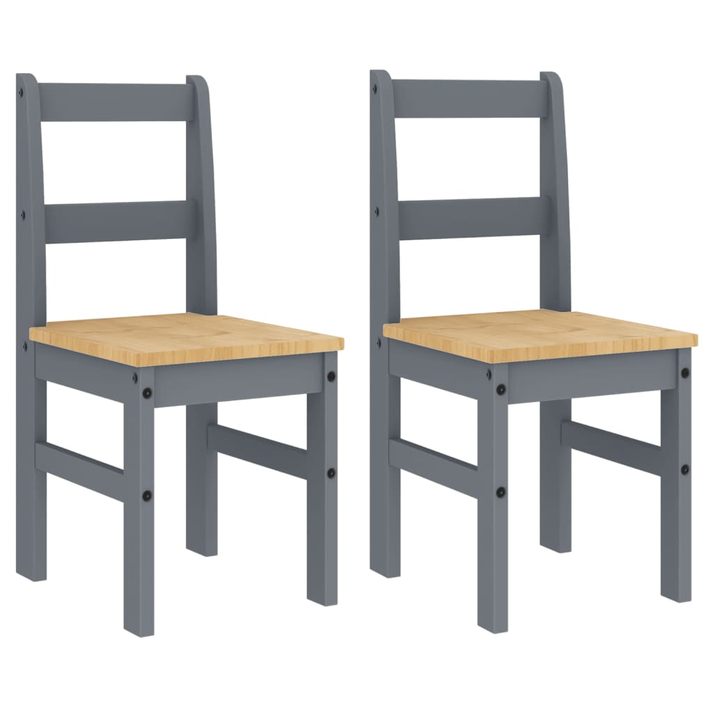 Dining Chairs 2 pcs Panama Grey 40x46x90 cm Solid Wood Pine