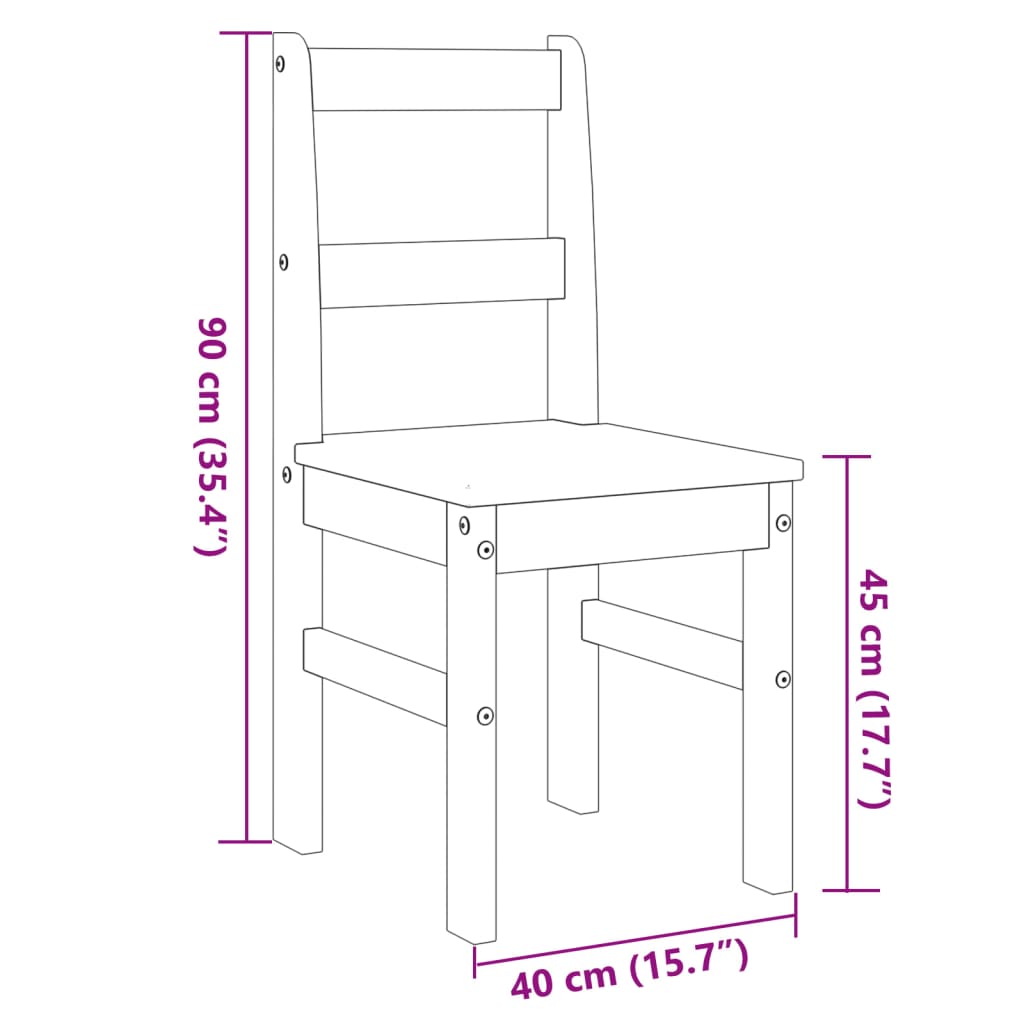 Dining Chairs 2 pcs Panama Grey 40x46x90 cm Solid Wood Pine