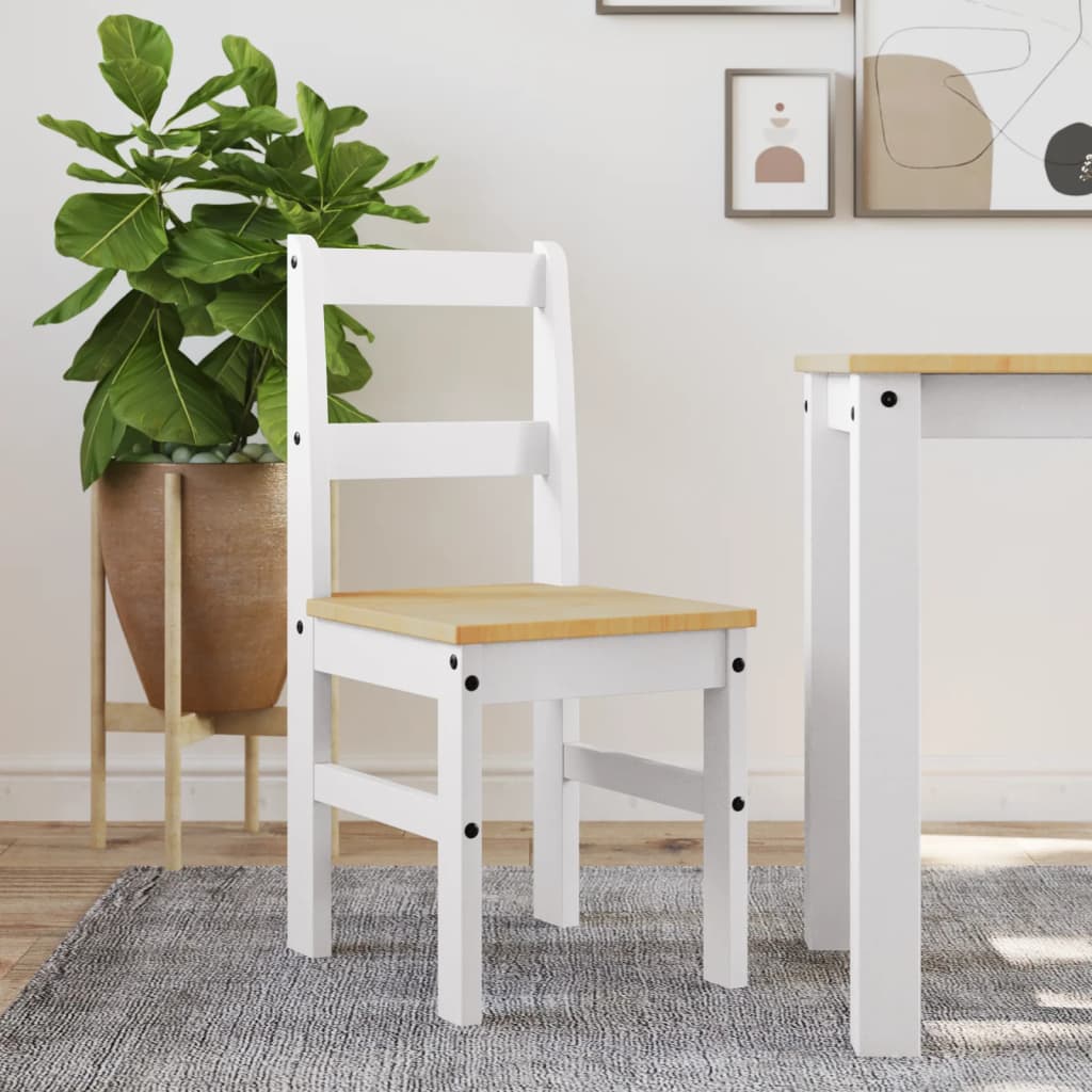 Dining Chairs 2 pcs Panama White 40x46x90 cm Solid Wood Pine