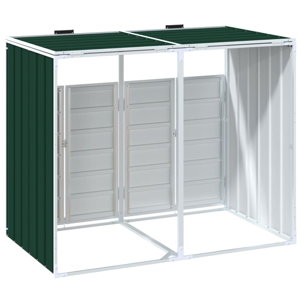 Wheelie Bin Storage for Double Bins Green 144x81x113 cm Steel