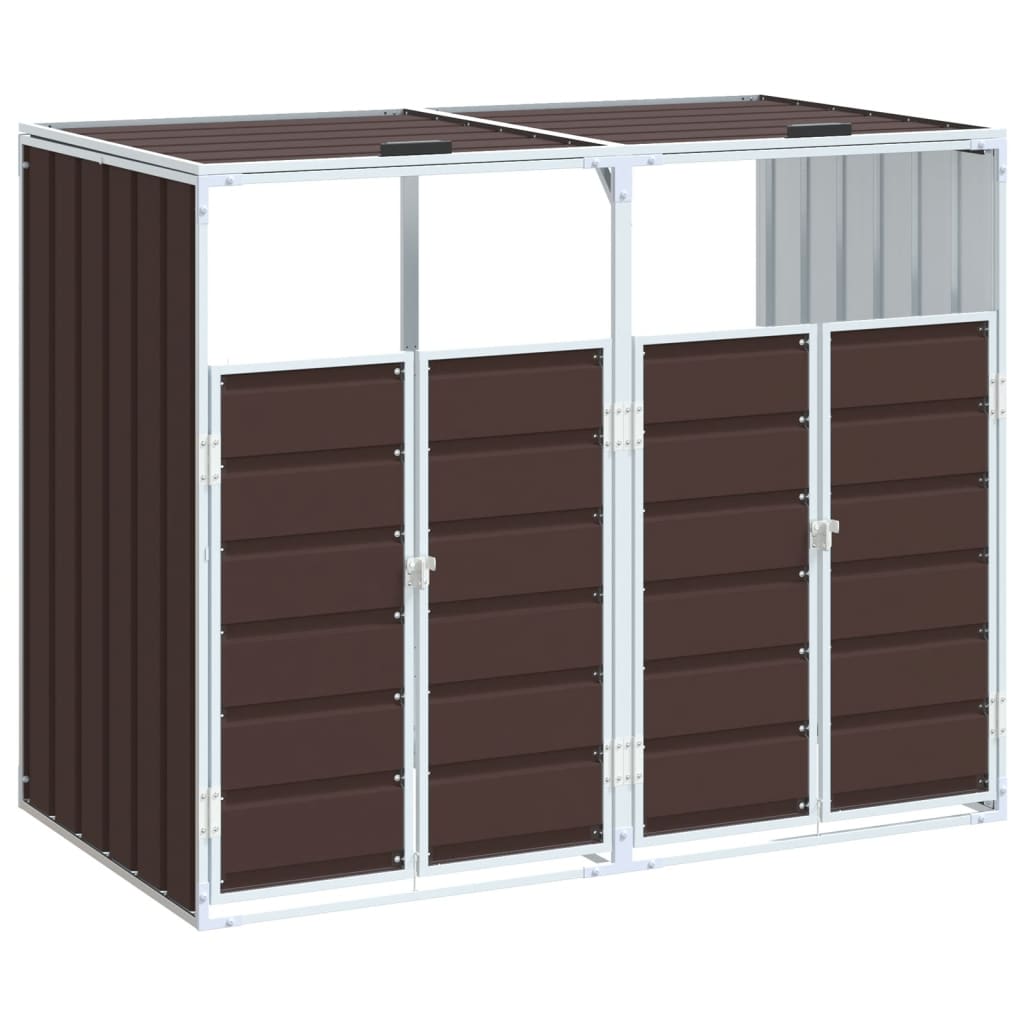 Wheelie Bin Storage for Double Bins Brown 144x81x113 cm Steel