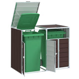 Wheelie Bin Storage for Double Bins Brown 144x81x113 cm Steel