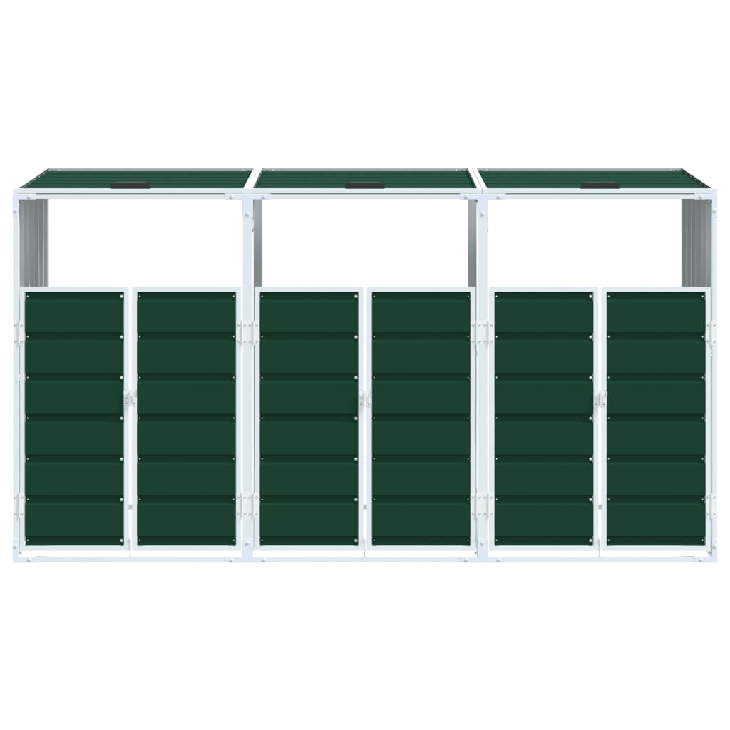 Wheelie Bin Storage for Triple Bins Green 216x81x115 cm Steel