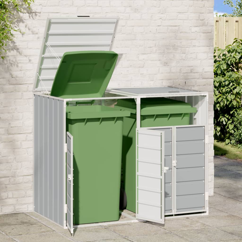 Wheelie Bin Storage for Double Bins Grey 144x81x113 cm Steel