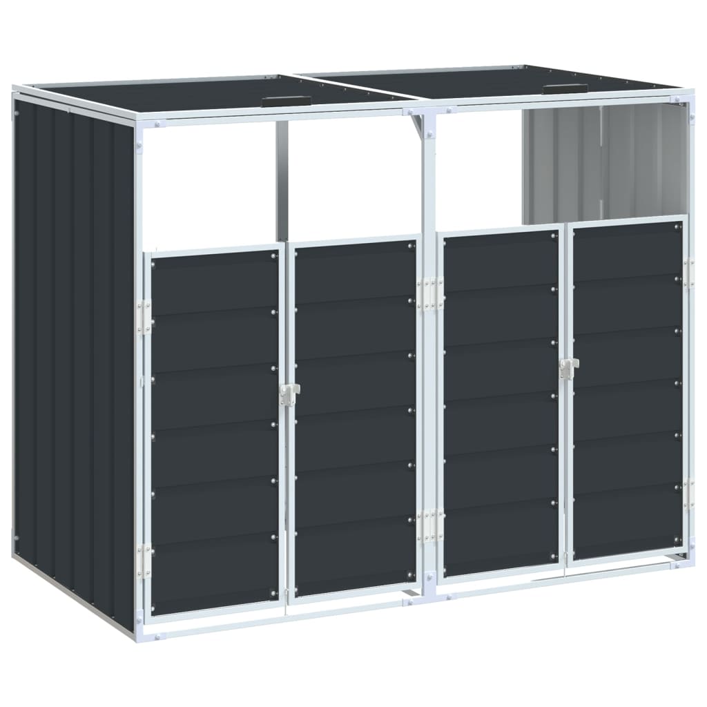 Wheelie Bin Storage for Double Bins Anthracite 144x81x113 cm Steel