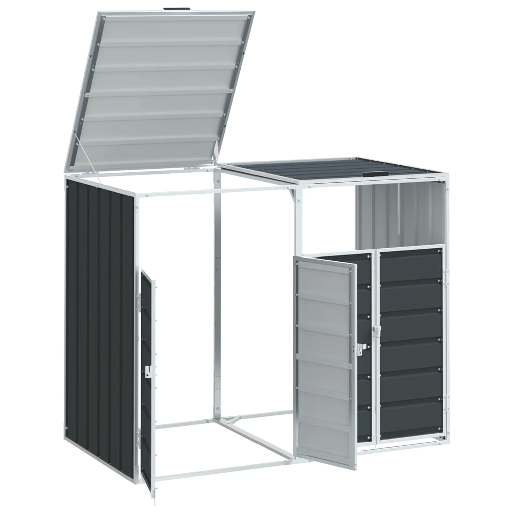 Wheelie Bin Storage for Double Bins Anthracite 144x81x113 cm Steel