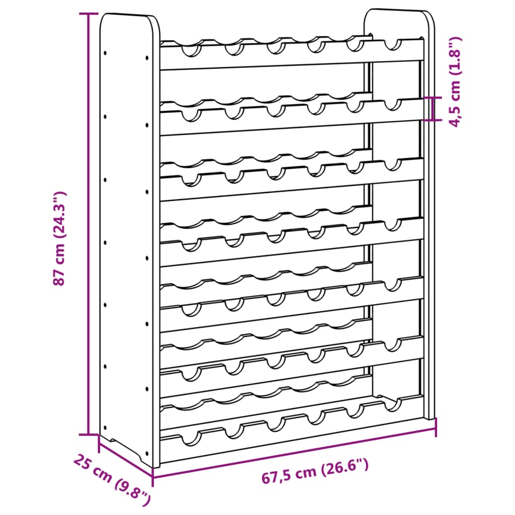 Wine Rack 67.5x25x87 cm Solid Wood Pine