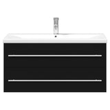 Bathroom Sink Cabinet with Built-in Basin Black