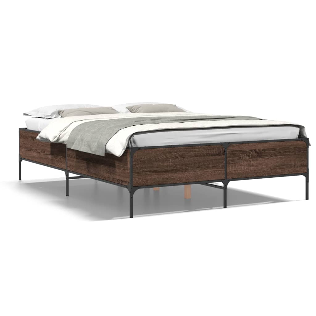 Bed Frame without Mattress Brown Oak 135x190 cm Double