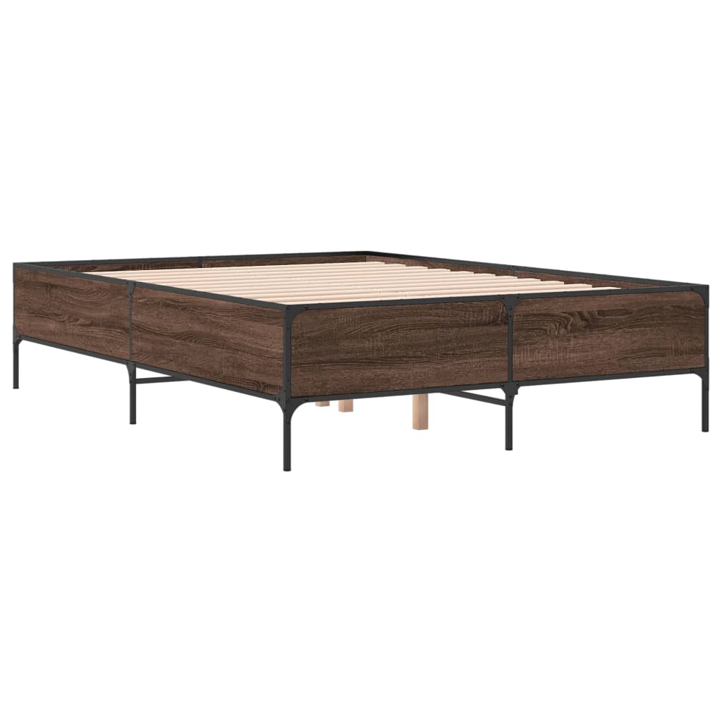 Bed Frame without Mattress Brown Oak 135x190 cm Double