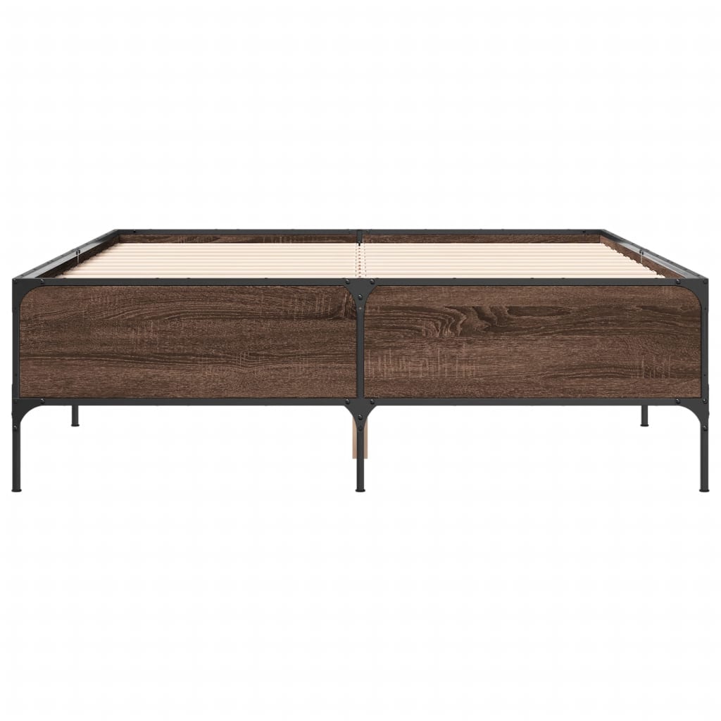 Bed Frame without Mattress Brown Oak 135x190 cm Double