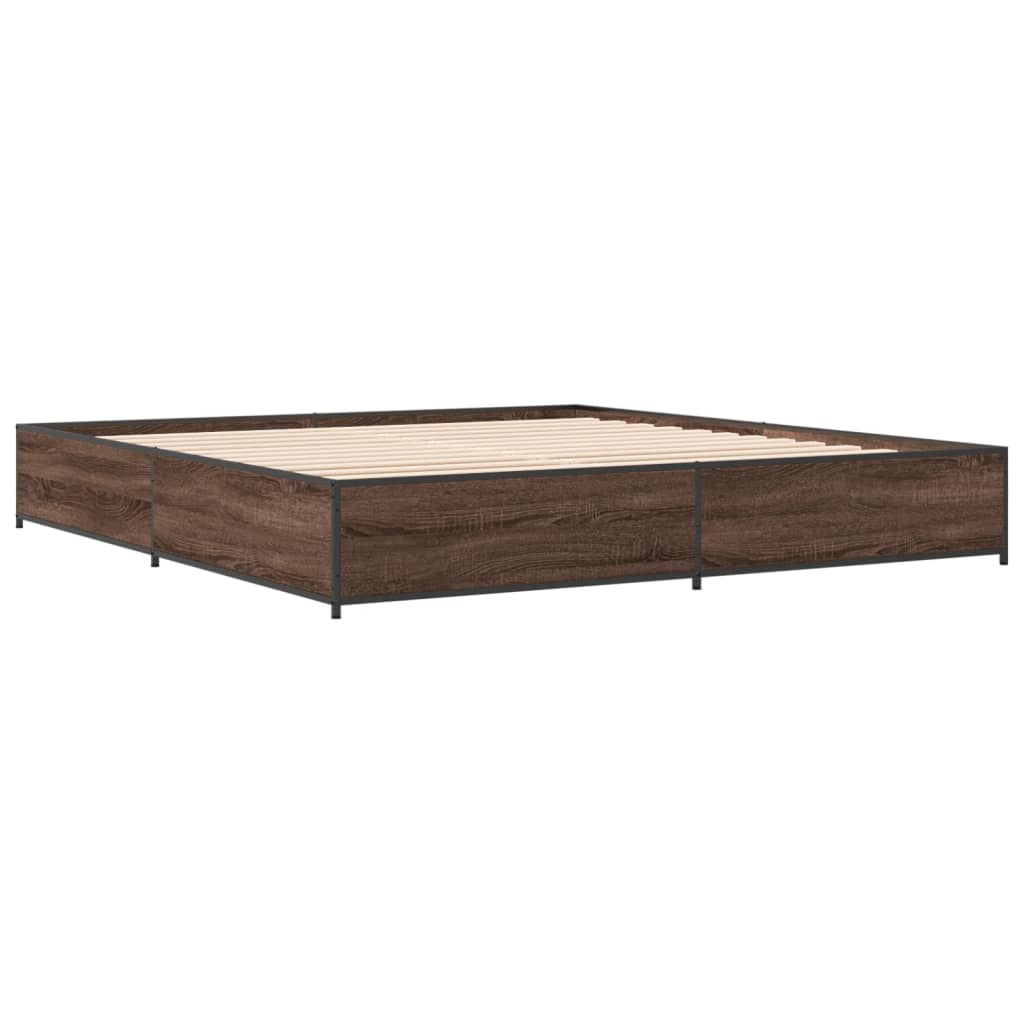 Bed Frame without Mattress Brown Oak 200x200 cm