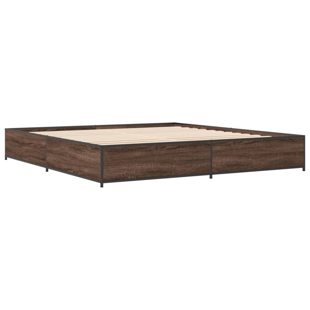 Bed Frame without Mattress Brown Oak 200x200 cm