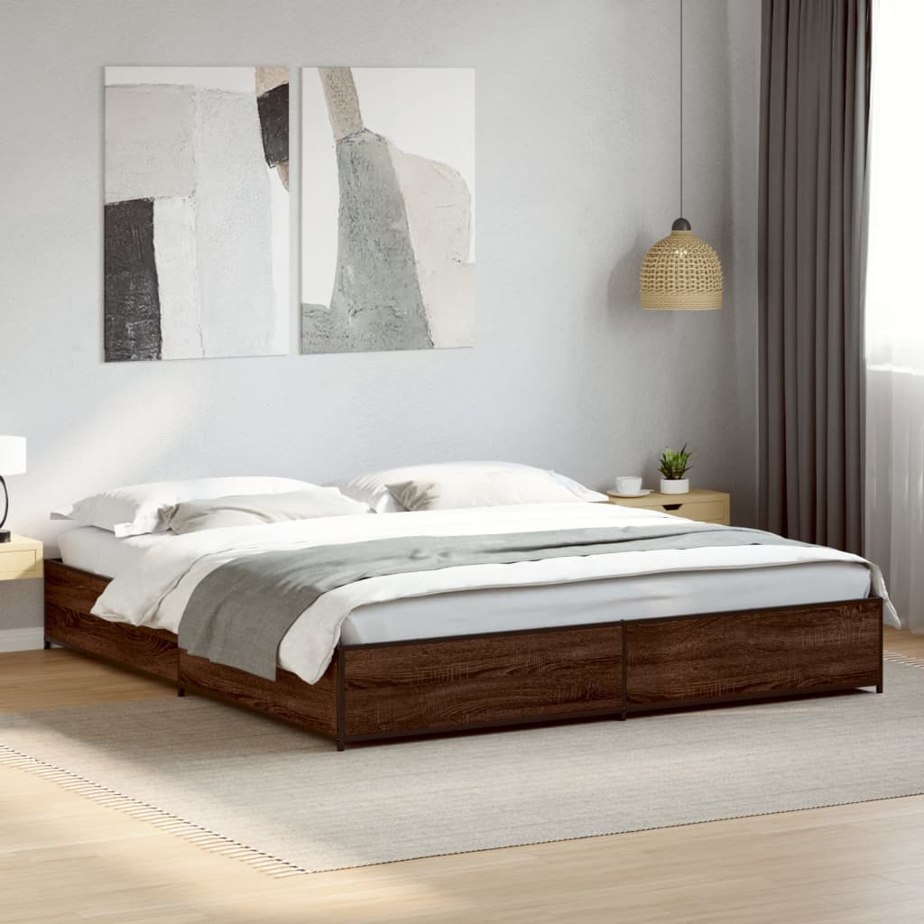 Bed Frame without Mattress Brown Oak 200x200 cm