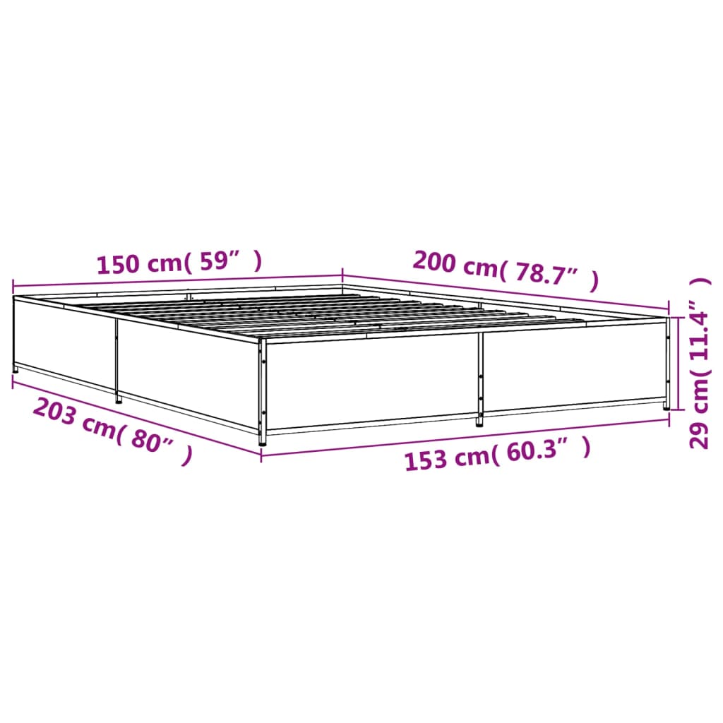 Bed Frame without Mattress Sonoma Oak 150x200 cm King Size