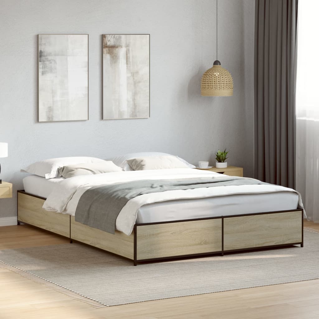 Bed Frame without Mattress Sonoma Oak 150x200 cm King Size