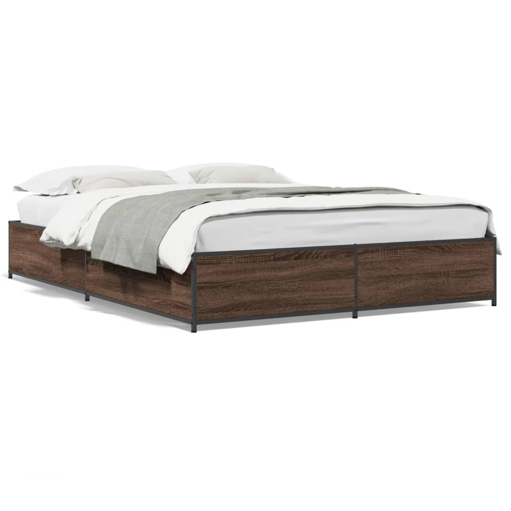 Bed Frame without Mattress Brown Oak 140x200 cm