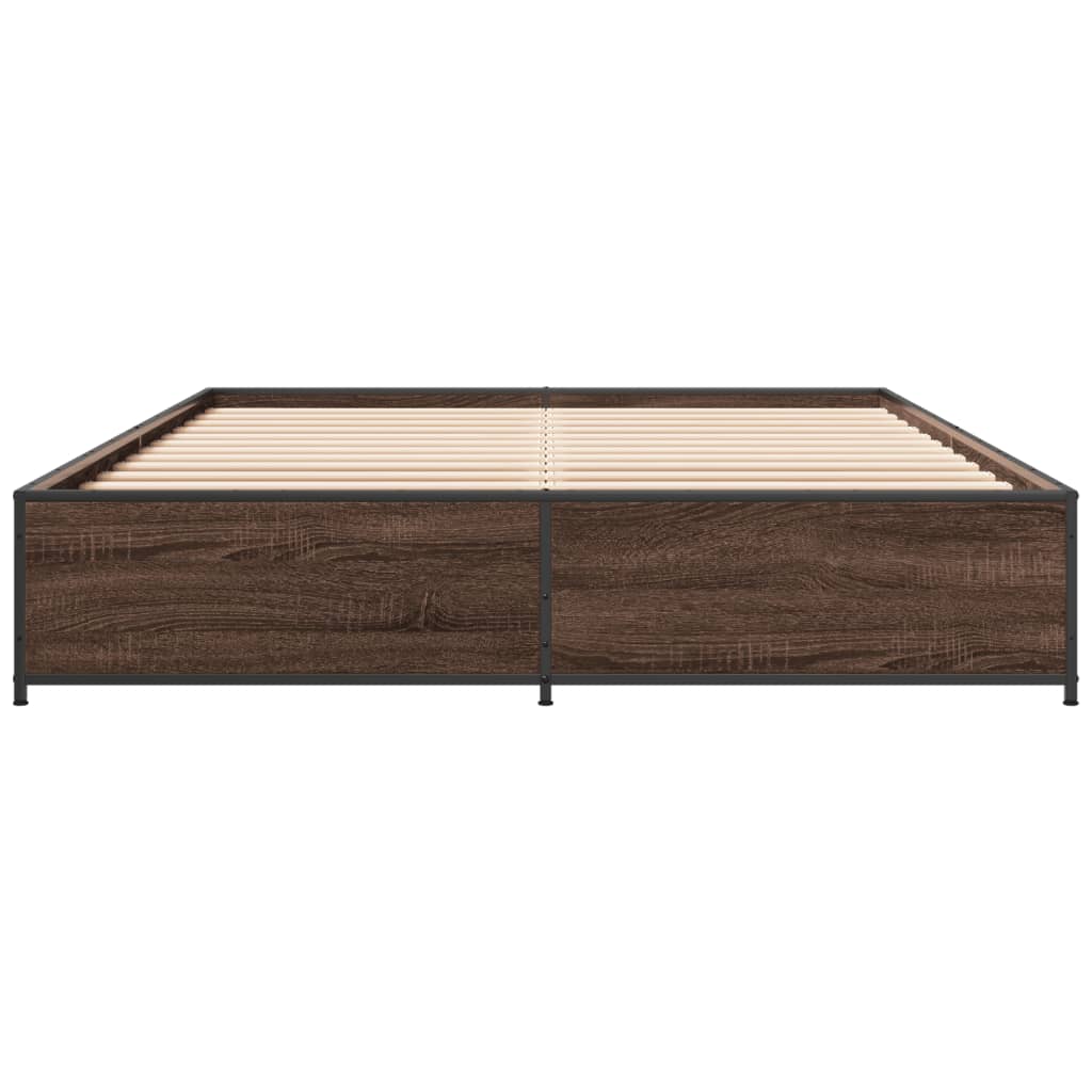 Bed Frame without Mattress Brown Oak 140x200 cm