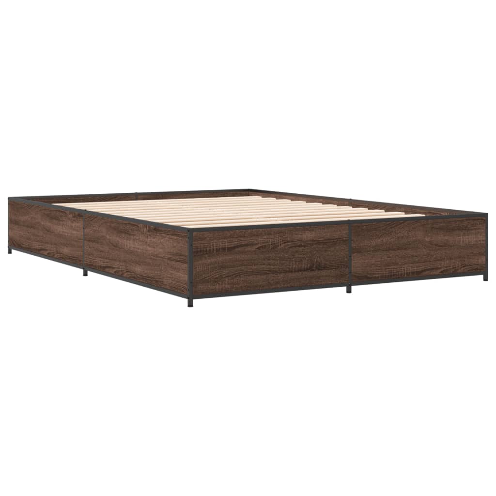 Bed Frame without Mattress Brown Oak 140x200 cm