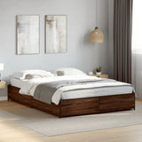 Bed Frame without Mattress Brown Oak 140x200 cm