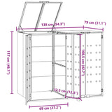 Wheelie Bin Storage for 2 Bins Black 138x79x117 cm Steel