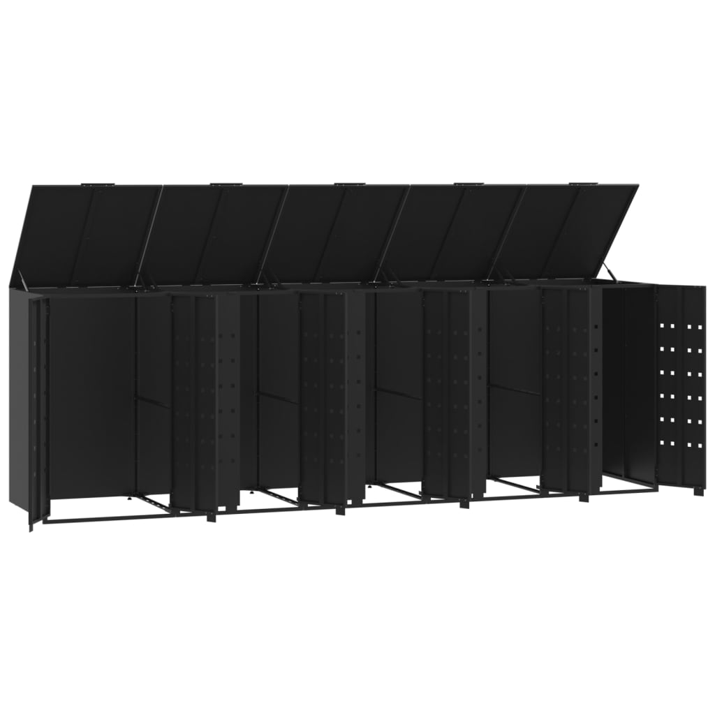 Wheelie Bin Storage for 5 Bins Black 345x79x117 cm Steel