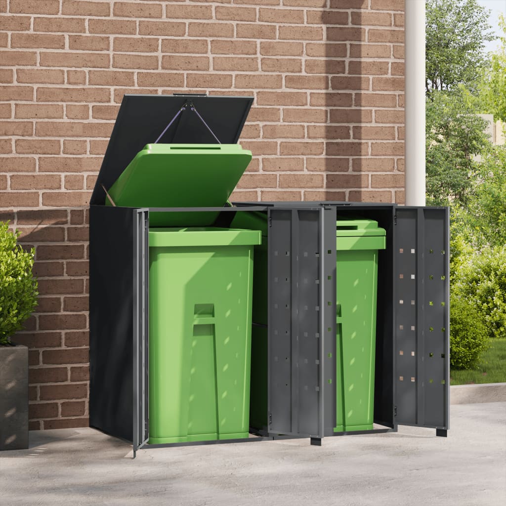 Wheelie Bin Storage for 2 Bins Anthracite 138x79x117 cm Steel