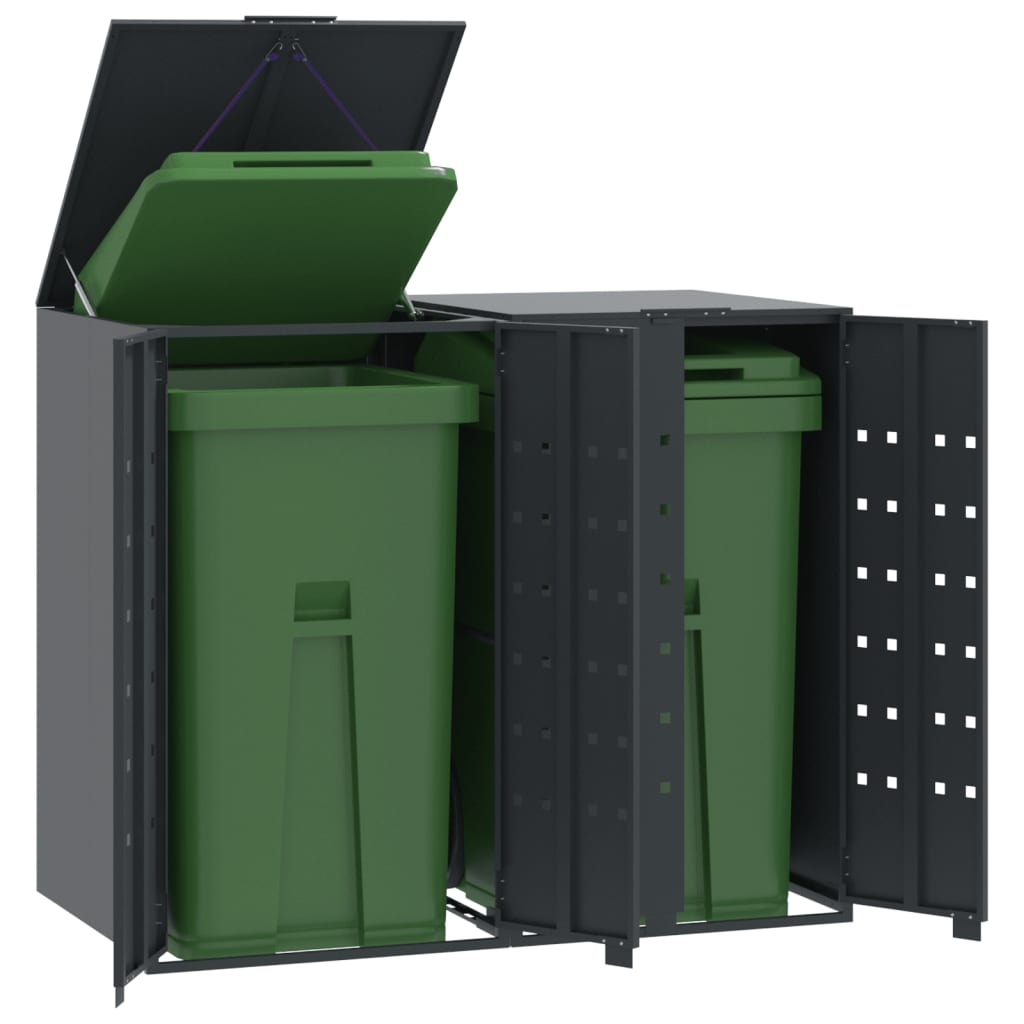 Wheelie Bin Storage for 2 Bins Anthracite 138x79x117 cm Steel