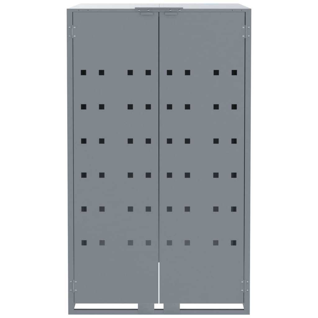 Wheelie Bin Storage for 2 Bins Grey 138x79x117 cm Steel