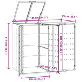 Wheelie Bin Storage for 2 Bins Grey 138x79x117 cm Steel