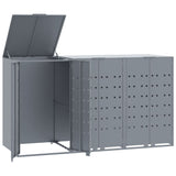 Wheelie Bin Storage for 3 Bins Grey 207x79x117 cm Steel