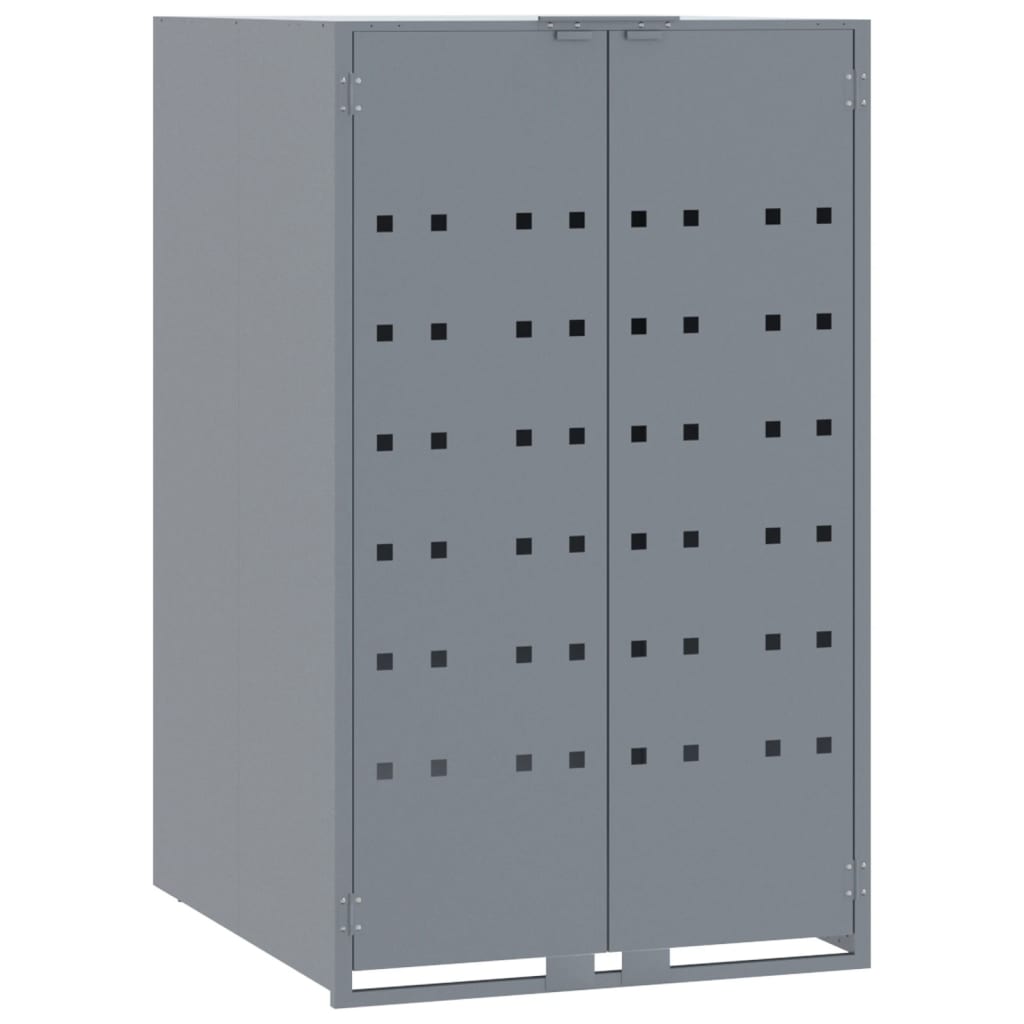 Wheelie Bin Storage for 3 Bins Grey 207x79x117 cm Steel