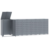 Wheelie Bin Storage for 5 Bins Grey 345x79x117 cm Steel