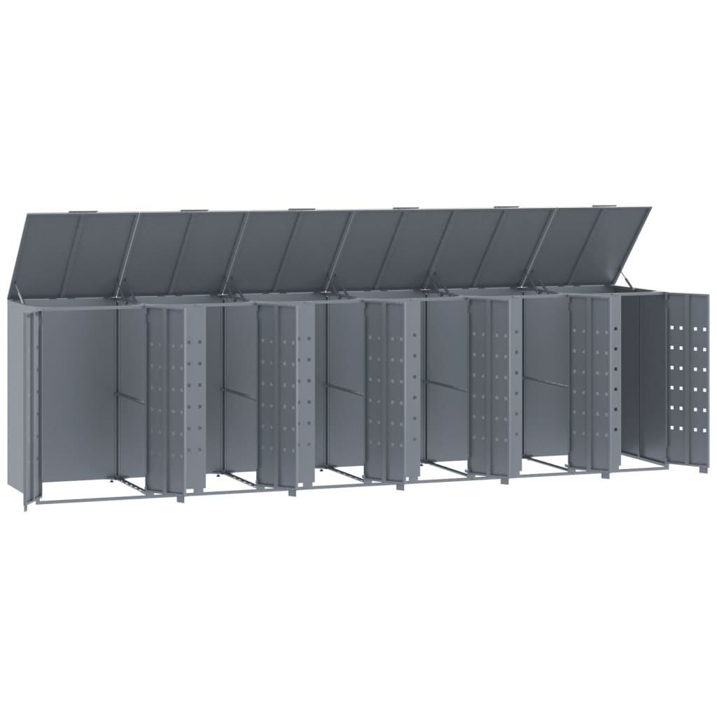 Wheelie Bin Storage for 6 Bins Grey 414x79x117 cm Steel