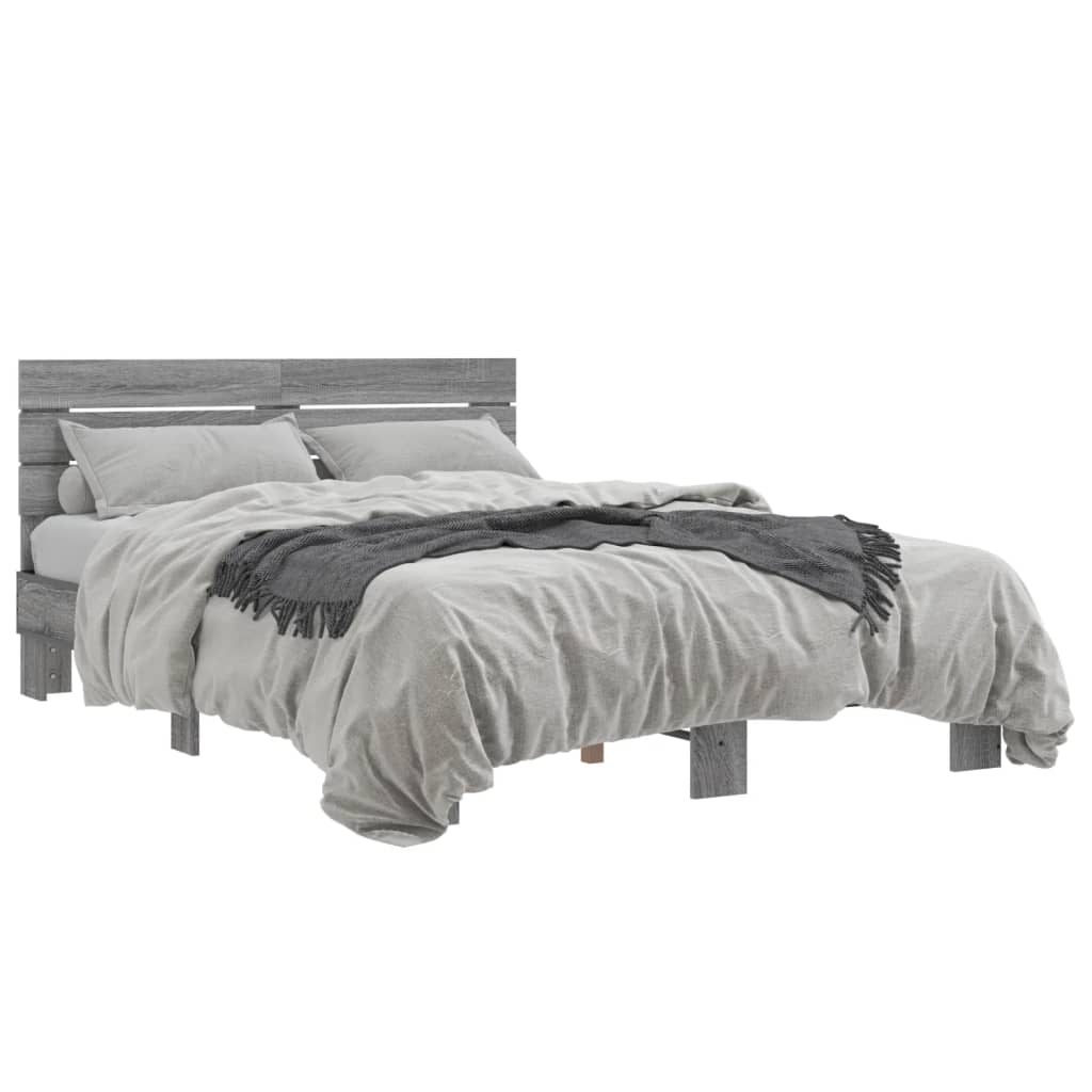 Bed Frame without Mattress Grey Sonoma 140x200 cm