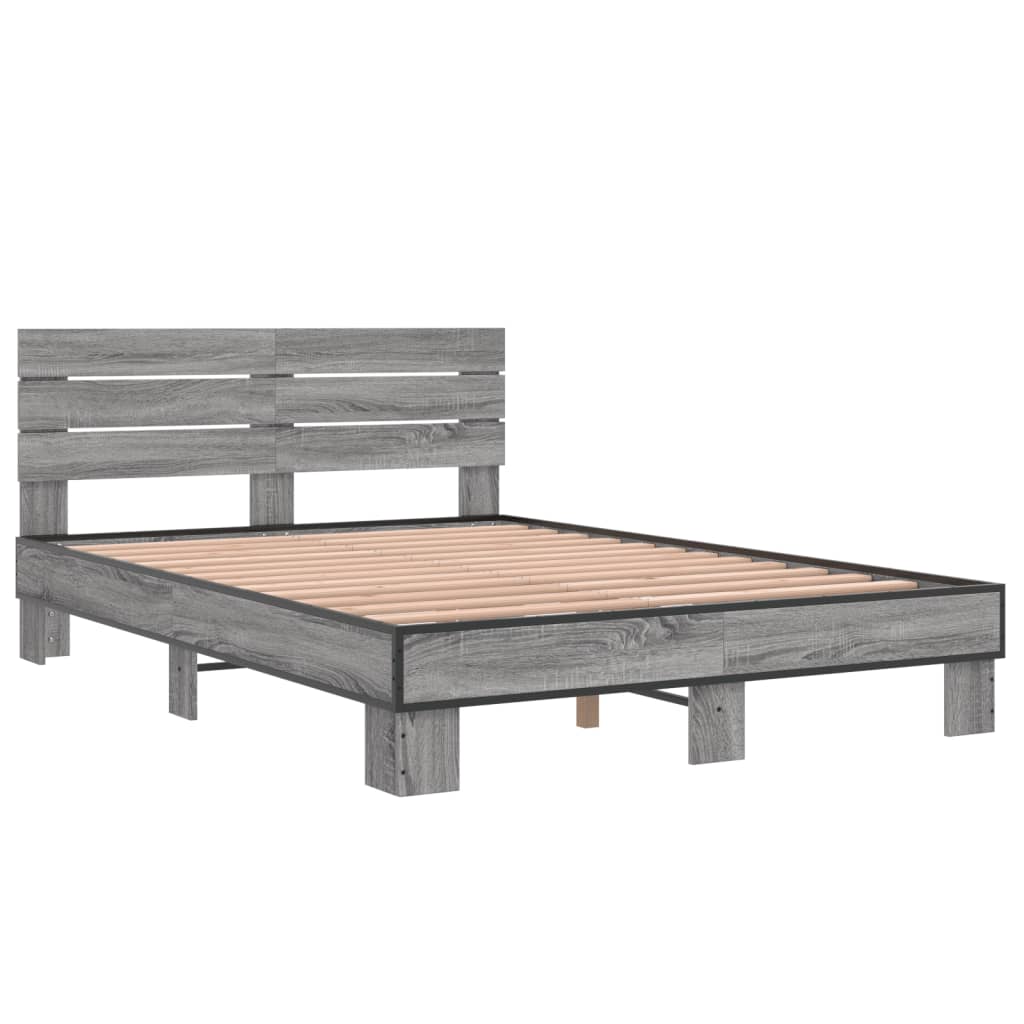 Bed Frame without Mattress Grey Sonoma 140x200 cm