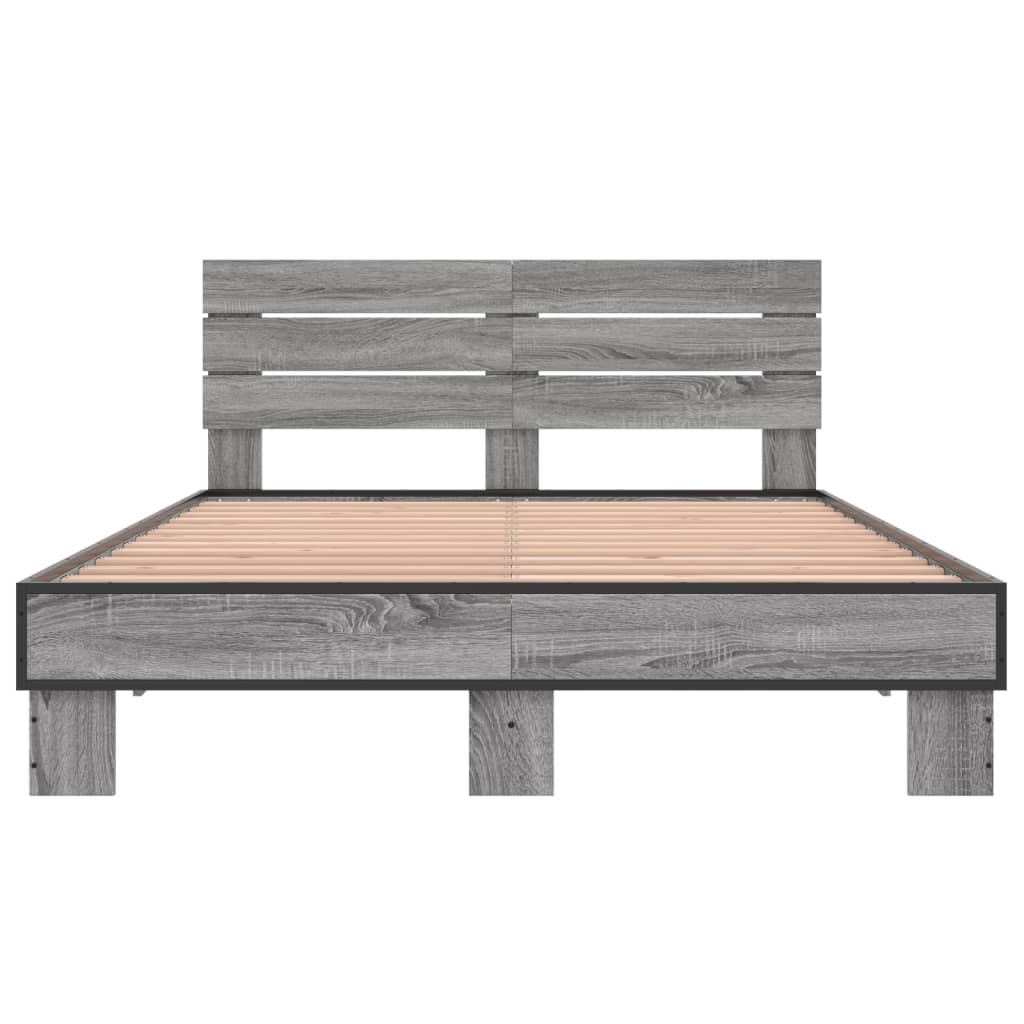 Bed Frame without Mattress Grey Sonoma 140x200 cm