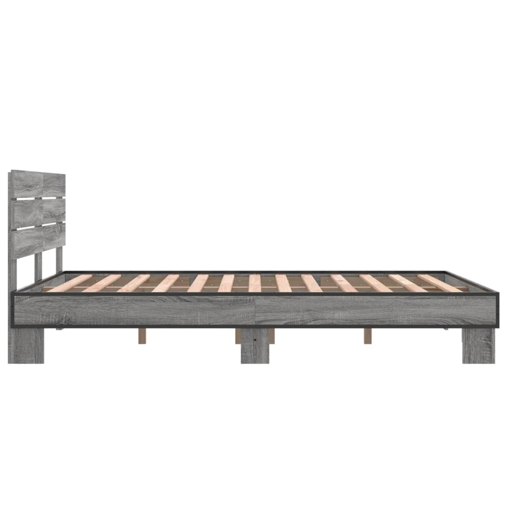 Bed Frame without Mattress Grey Sonoma 140x200 cm