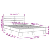 Bed Frame without Mattress Grey Sonoma 140x200 cm