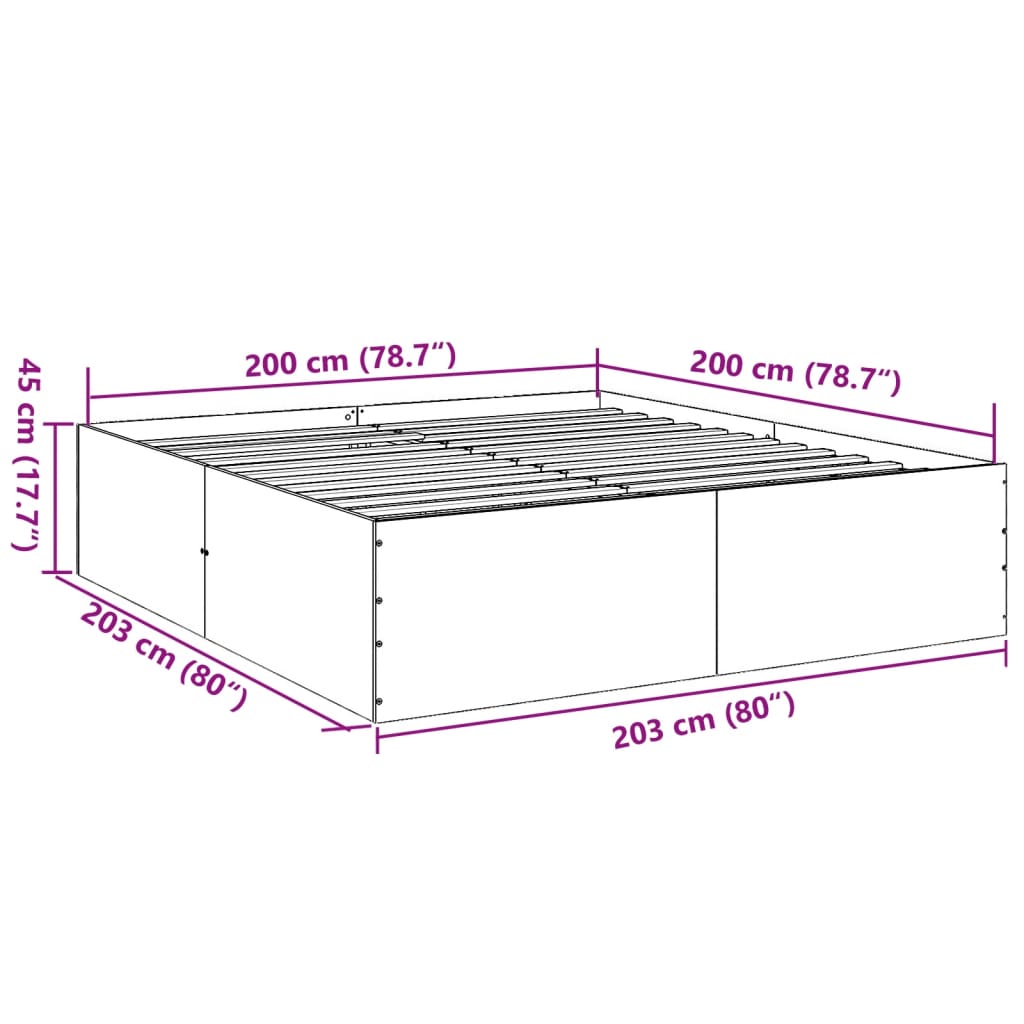 Bed Frame without Mattress Black 200x200 cm