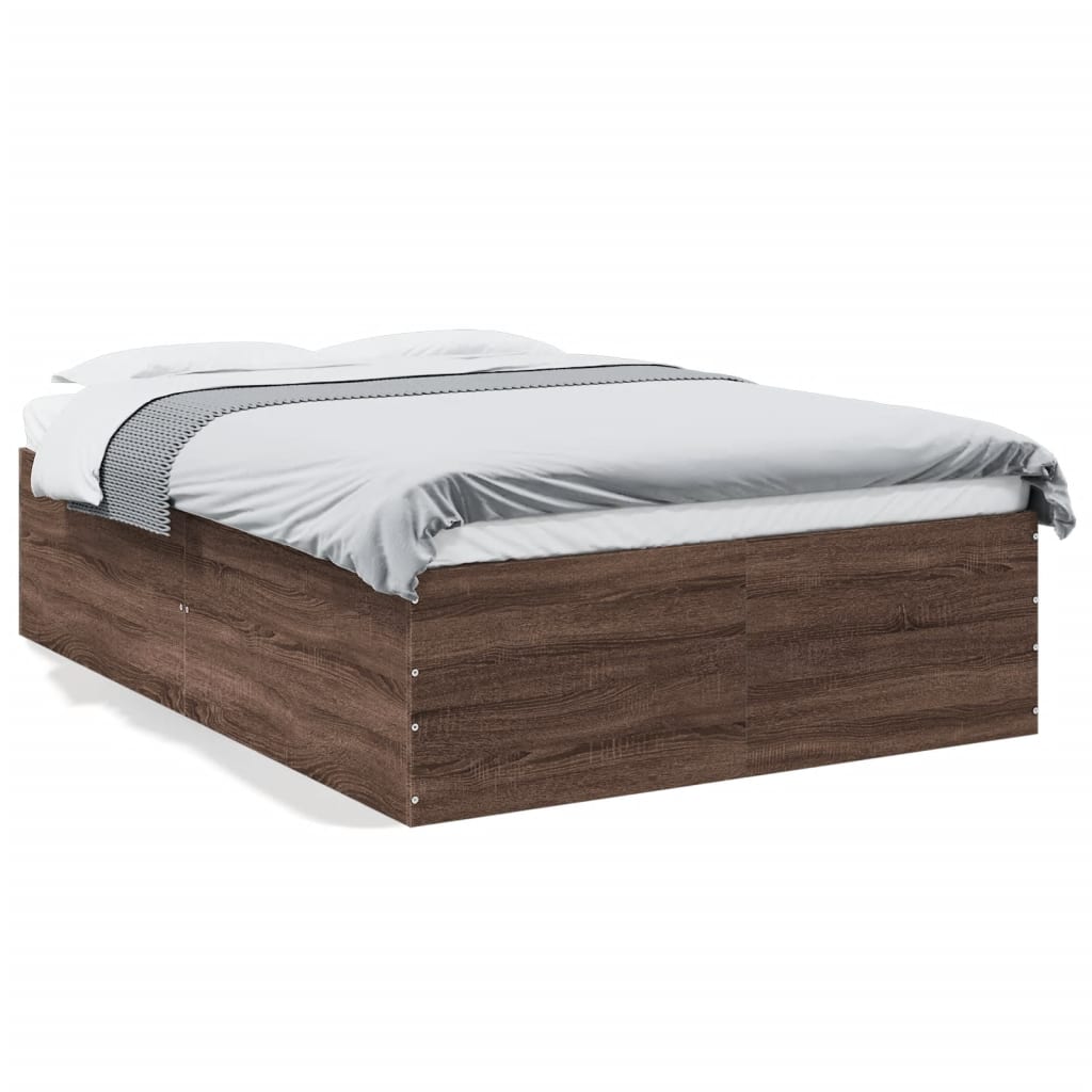 Bed Frame without Mattress Brown Oak 135x190 cm Double