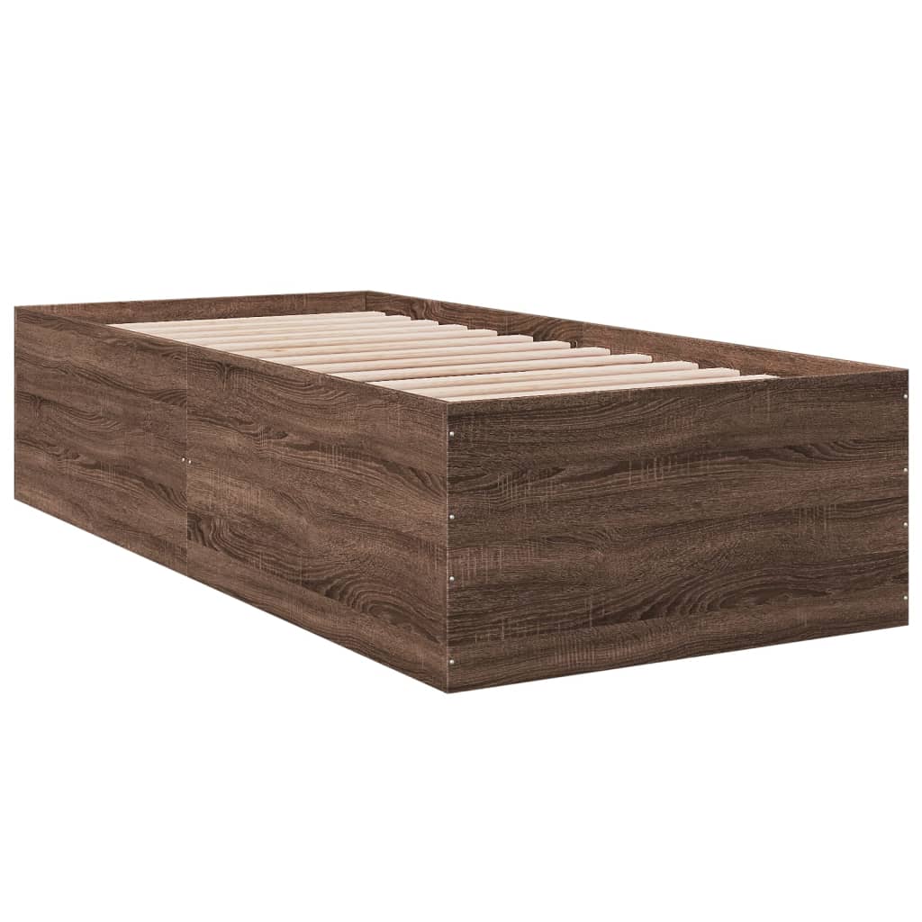 Bed Frame without Mattress Brown Oak 90x200 cm