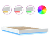 Bed Frame with LED Lights without Mattress White 140x200cm