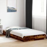 Bed Frame with LED Lights without Mattress Smoked Oak 100x200cm