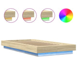 Bed Frame with LED Lights without Mattress Sonoma Oak 90x190cm