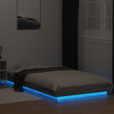 Bed Frame with LED Lights without Mattress Grey Sonoma 75x190cm