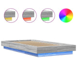 Bed Frame with LED Lights without Mattress Grey Sonoma 75x190cm