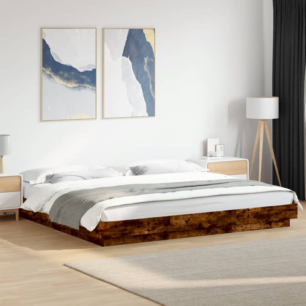 Bed Frame without Mattress Smoked Oak 180x200 cm Super King